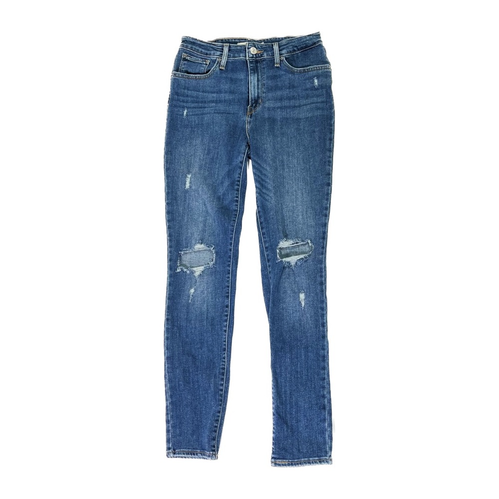 Levi's 721 High Rise Distressed Skinny Jeans Women’s Size 29 Medium Blue Wash